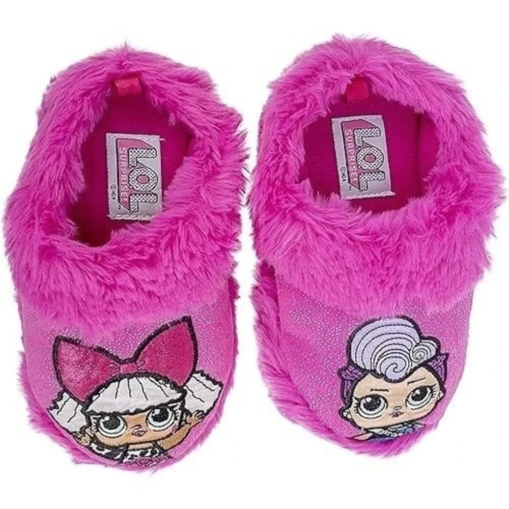 L.O.L. Surprise! Pink Plush Slippers Girls Size 2/3 New With Tags